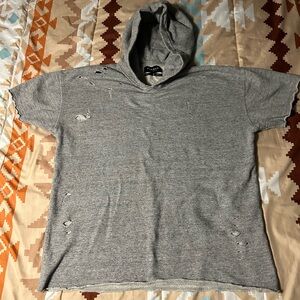 PacSun men’s distressed gray hooded shirt M “Boxy fit”